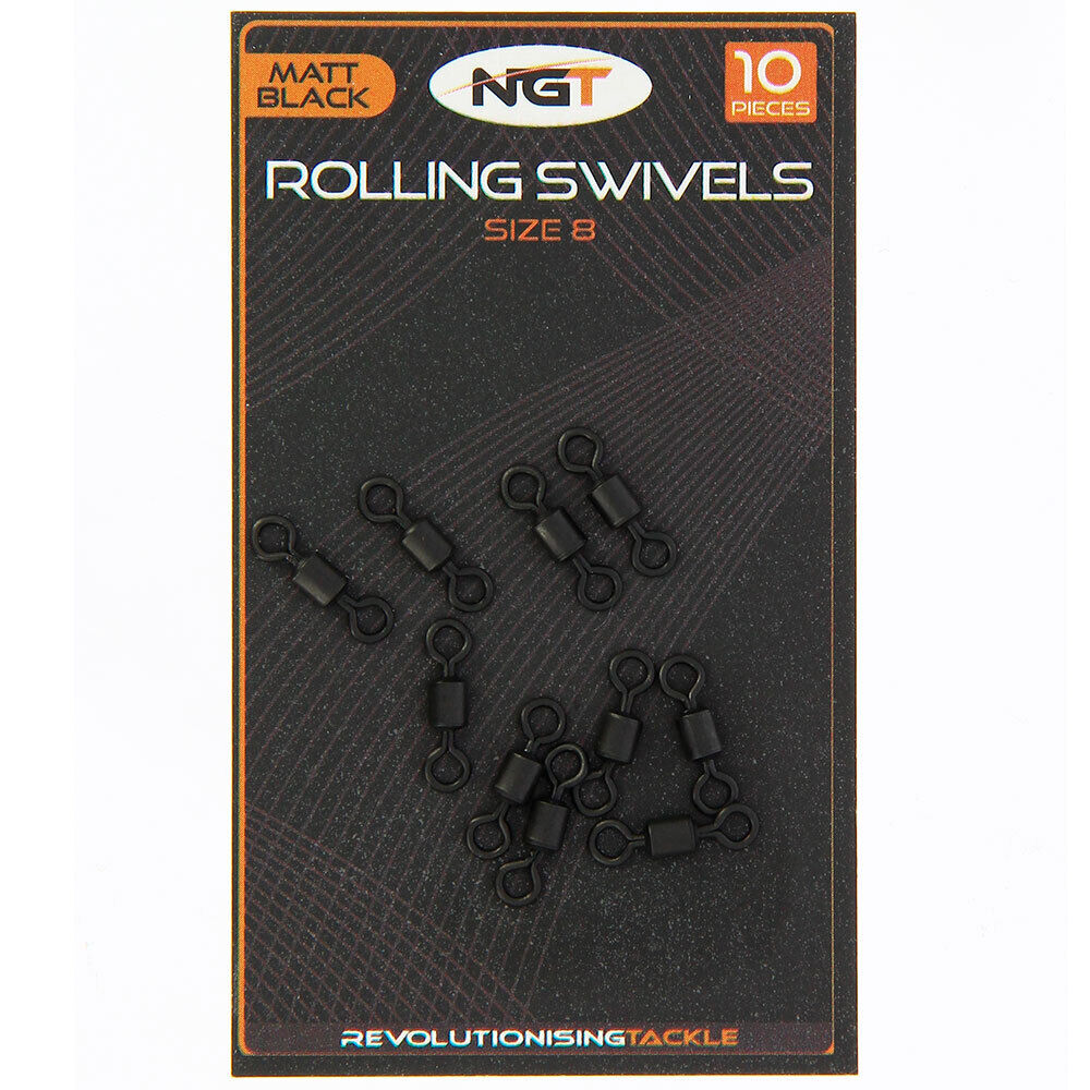 NGT Matt Black Size 8 Swivels