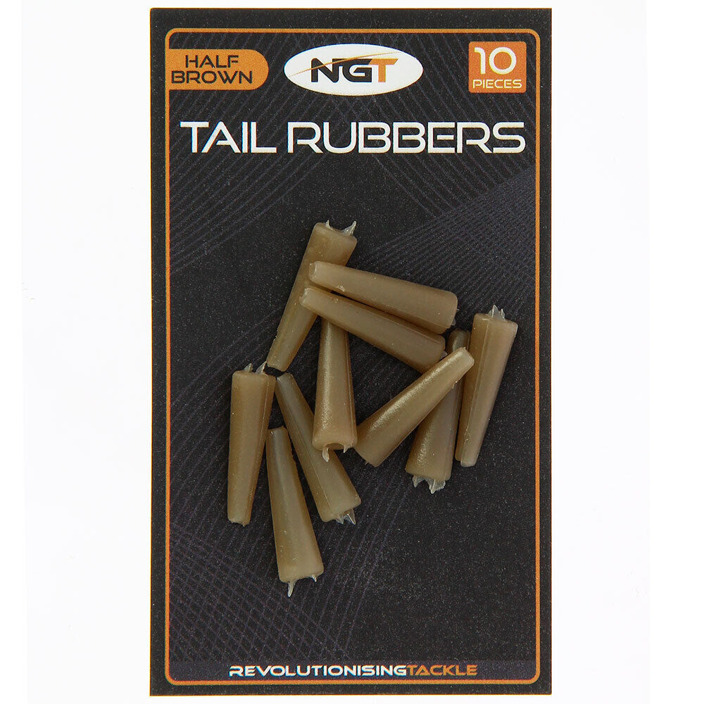 NGT Tail Rubbers Half Brown, 10pc per Pack