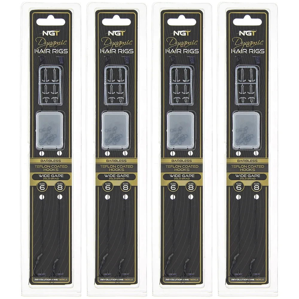 NGT Dynamic Twin Pack Hair Rigs - Size 6 and 8 Barbless