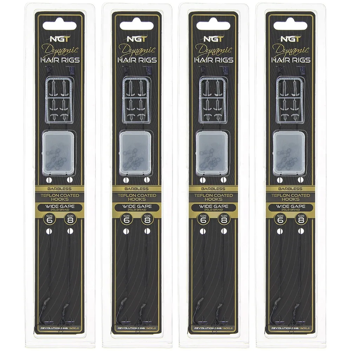 NGT Dynamic Twin Pack Hair Rigs - Size 6 and 8 Barbless