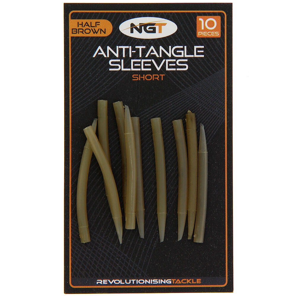 NGT Tail Rubbers Short Half Brown, 10pc per Pack