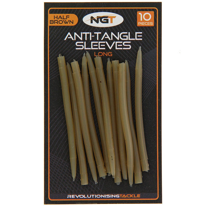 NGT Tail Rubbers Long Half Brown, 10pc per Pack