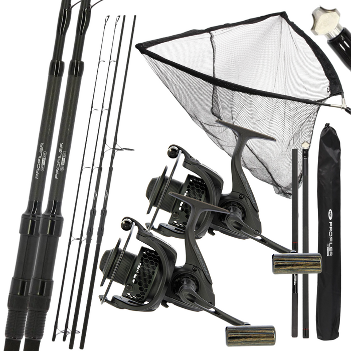 NGT 10ft Profiler Rods x2 Profiler 60 Reels x2 + Profiler Net & Handle